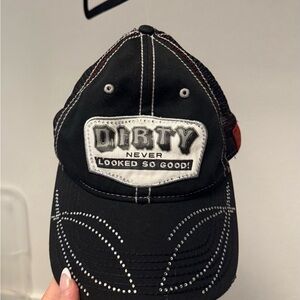 Vintage Black Cap with Bedazzled Embellishments